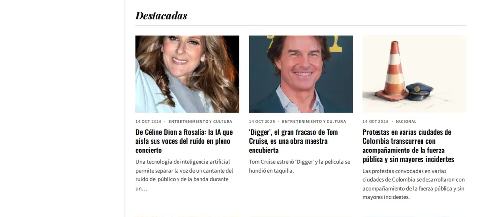 Portada del portal La Noticia Ahora en pantalla de computador